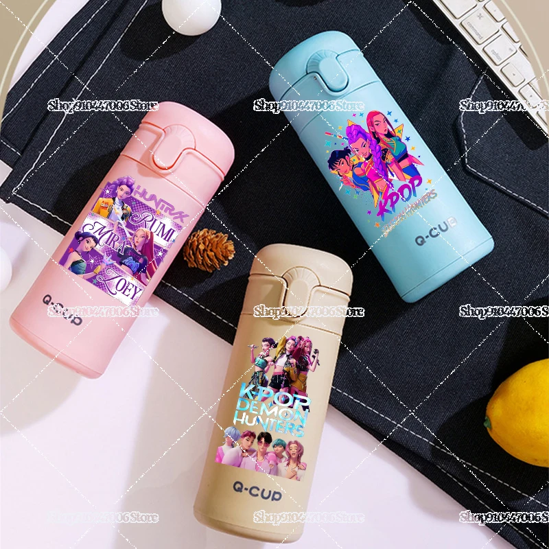 

Kpop Demon Hunters Cartoon Double-layer Insulated Glass Cup Outdoor Portable Student Waterbottle for Drinking Tea Coffee Water