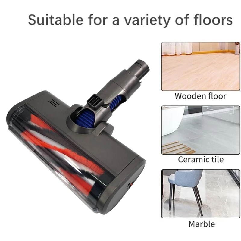 مرفق مكانس A44F لـ Dyson V6 DC58 DC59 DC62 DC72 رأس فرشاة أرضية محرك مباشر مع ضوء غبار لمنظف الخشب الصلب