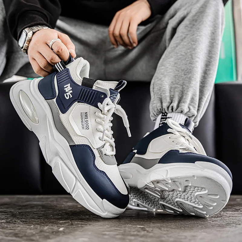 Autumn New Youth Sneakers Fashion Non-slip Leather Casual Sports Shoes Men's Outdoor Comfortable Platform Shoes Tenis Masculino