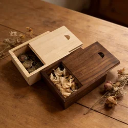 1PCS Wooden Unfinished Blank Storage Box With Slide Top for Necklace Ring Jewels or USB Wood Storage Boxes Case Home Decoration
