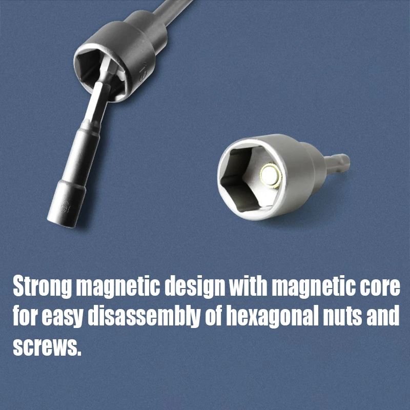 1PCS 6-19mm L=150mm Hex Socket Sleeve Nozzles Nut Driver Magnetic Impact Socket Hex Shank Socket Wrench Socket Screwdriver