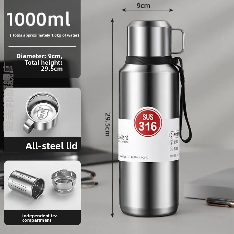 

Large Capaci 000ml Stainl Steel Insulated Water Bottle Outdoor Portable Full Steel Insulated Tea Water Separation Cup