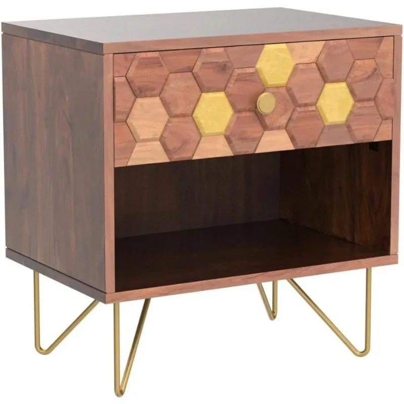 Raveena Nightstand, Natural/kuningan