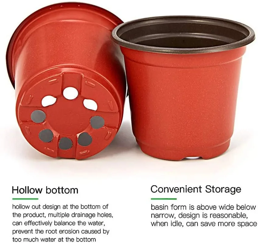 100/20x أواني حضانة النباتات المرنة البذور الحمراء والأسود بدء الأواني شتلات العصارة قطع زرع حاوية بلاستيكية #5