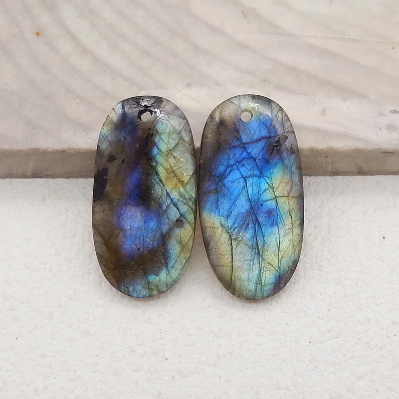 Popular Stone Earrings Beads Natural Stone Labradorite Earring Beads 24x12x4mm 4.2g Semiprecious Fashion Jewelry Accessories