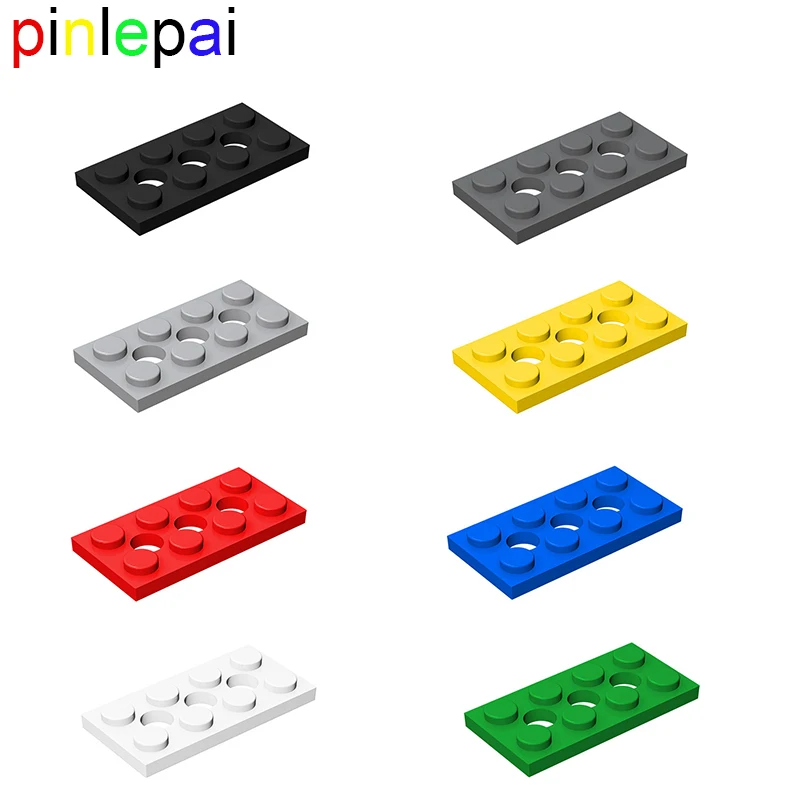 Pinlepai 3709 Base Plate 2x4 3 Holes Brick Moc Parts Bricks White Assembled Particles Building Blocks Block Set Children Toys