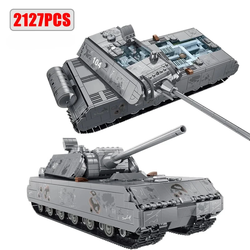 2127 Uds. Serie militar de la Segunda Guerra Mundial, gran rata alemana, tanque pesado, bloques de construcción, juegos de modelos, ladrillos del ejército MOC, juguete para niños, regalos