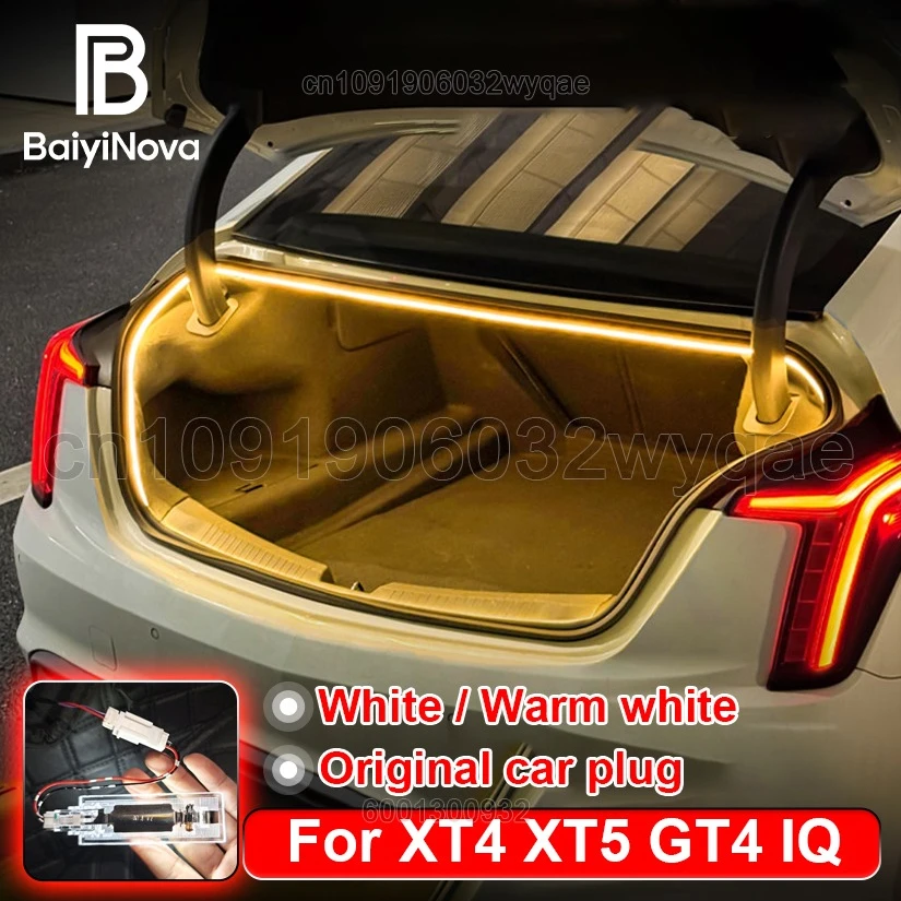 

Светодиодная подсветка багажника для Cadillac XT4 XT5 OPTIQ LYRIQ GT4, подключение Plug & Play, атмосферная LED-подсветка, аксессуары для декора автомобиля.