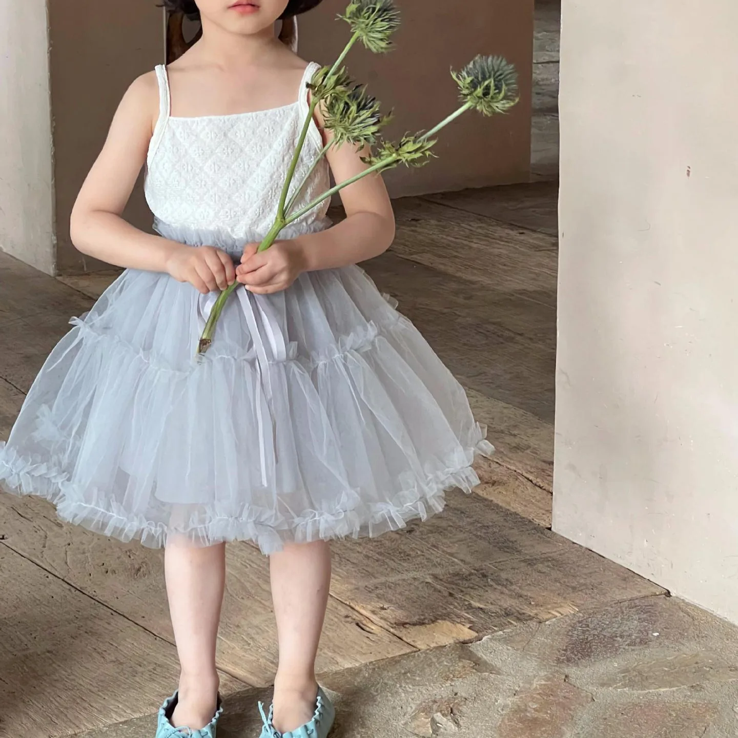 

Girl Dress Korean Children Dress 2024 Summer New Girls Skirt Lovely Princess Skirt Half Skirt Tulle Skirts Peng Peng Skirts