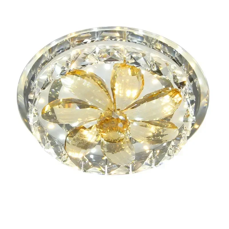 Led Crystal Aisle Lights Corridor Ceiling Lamps Porch Foyer Home Round Large Lotus Stick Flowers