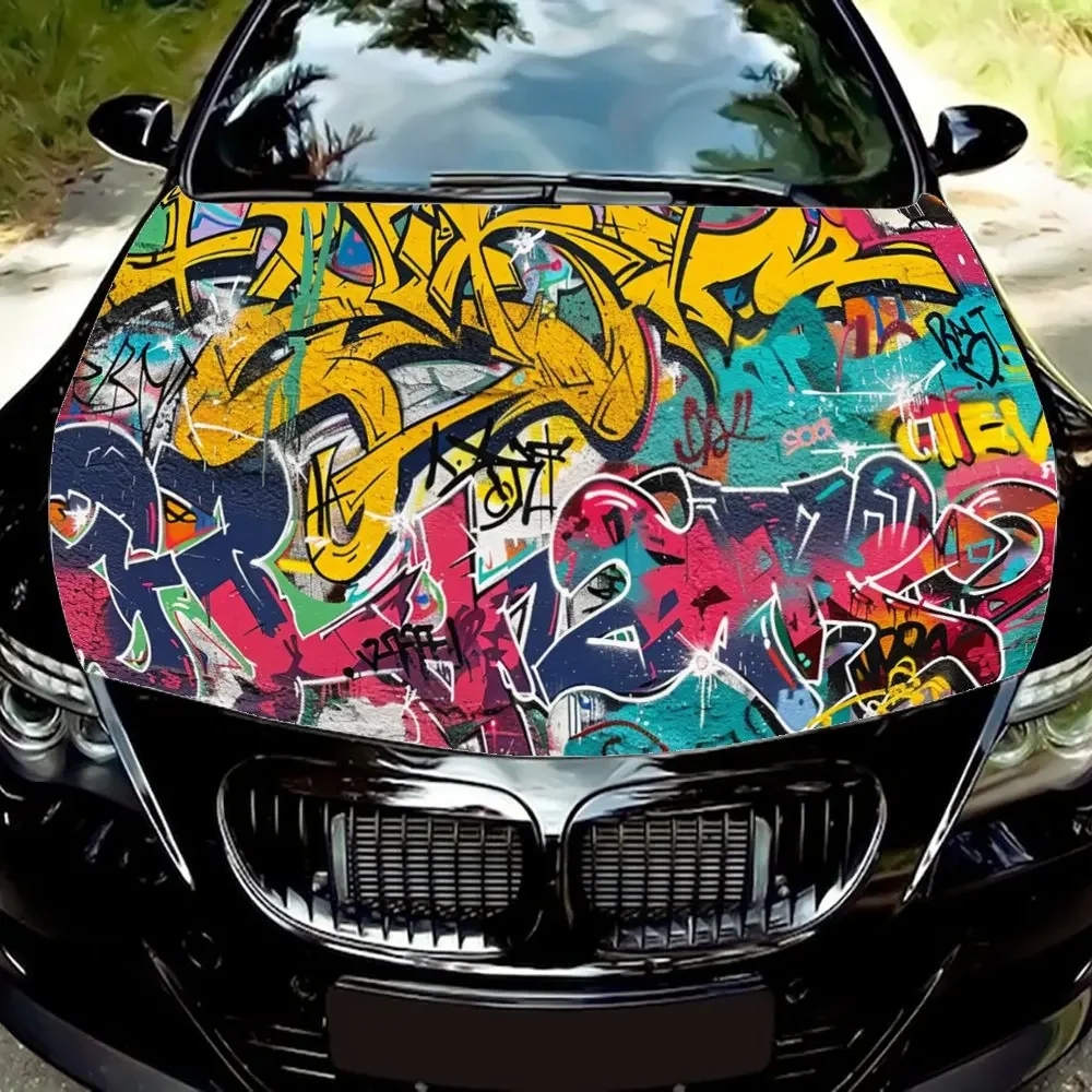 

Abstract Hip Hop Street Graffiti Car Hood Wrap Color Vinyl Sticker Truck Graphic Bonnet Auto Accessories Decoration Decal Gift