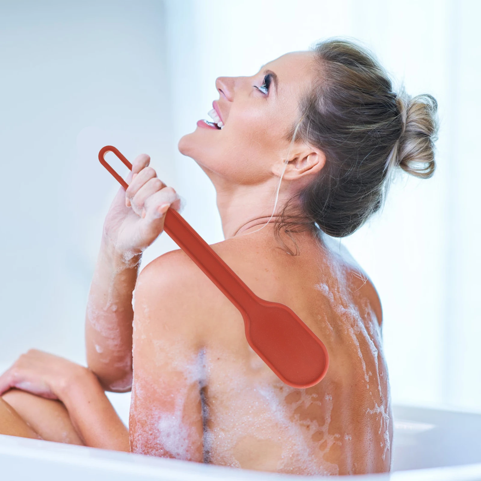 

Bath Brush Long Handle for Back Scrubbing Body Massager Shower Cleanser Portable Bathing Tool with Nylon Bristles for Bathroom
