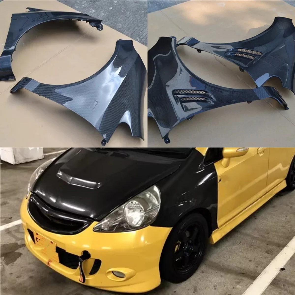 Kohlefaser-Kotflügel für Honda Fit GD3, modifizierter linker und rechter Kotflügel, Autozubehör