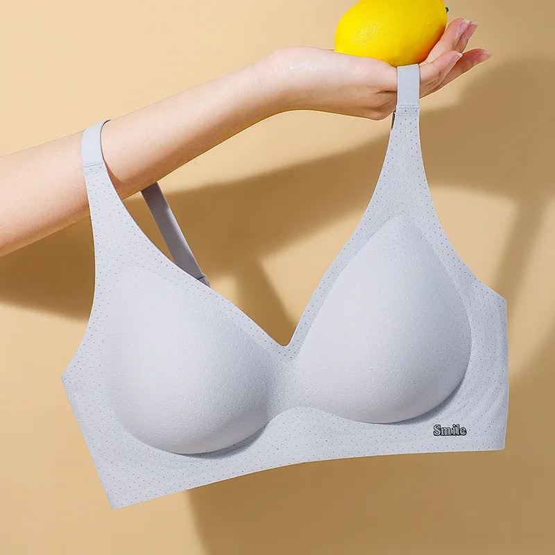 

Small Breasts Gathered Women's Underwear Fixed Cup One Piece Thin Bra Seamless Comfortable Wireless Lingerie Brassiere New