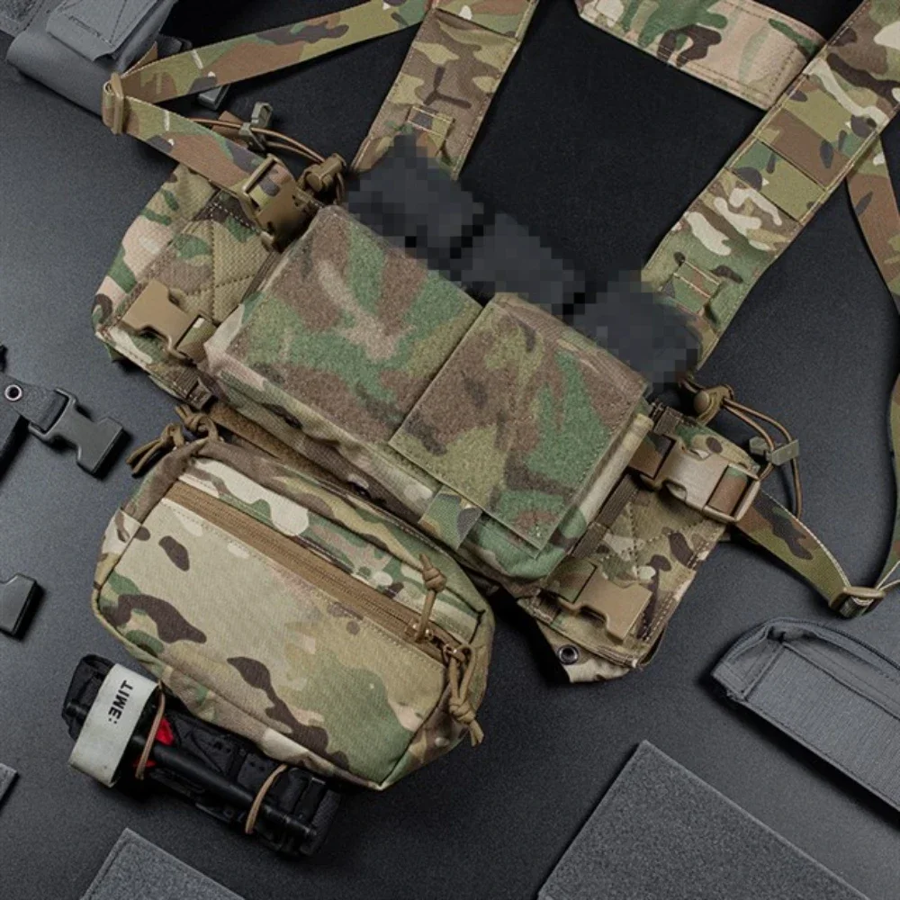 MK4 Micro Tactical Chest Rig Multicam  YKK Zipper 500D Nylon 5.56mm Rifle Magazine Pouch for Airsoft Harness Chest Rig