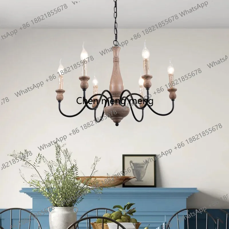 

American retro chandelier wrought iron restaurant lamp living room creative French bed and breakfast bedroom lamp
