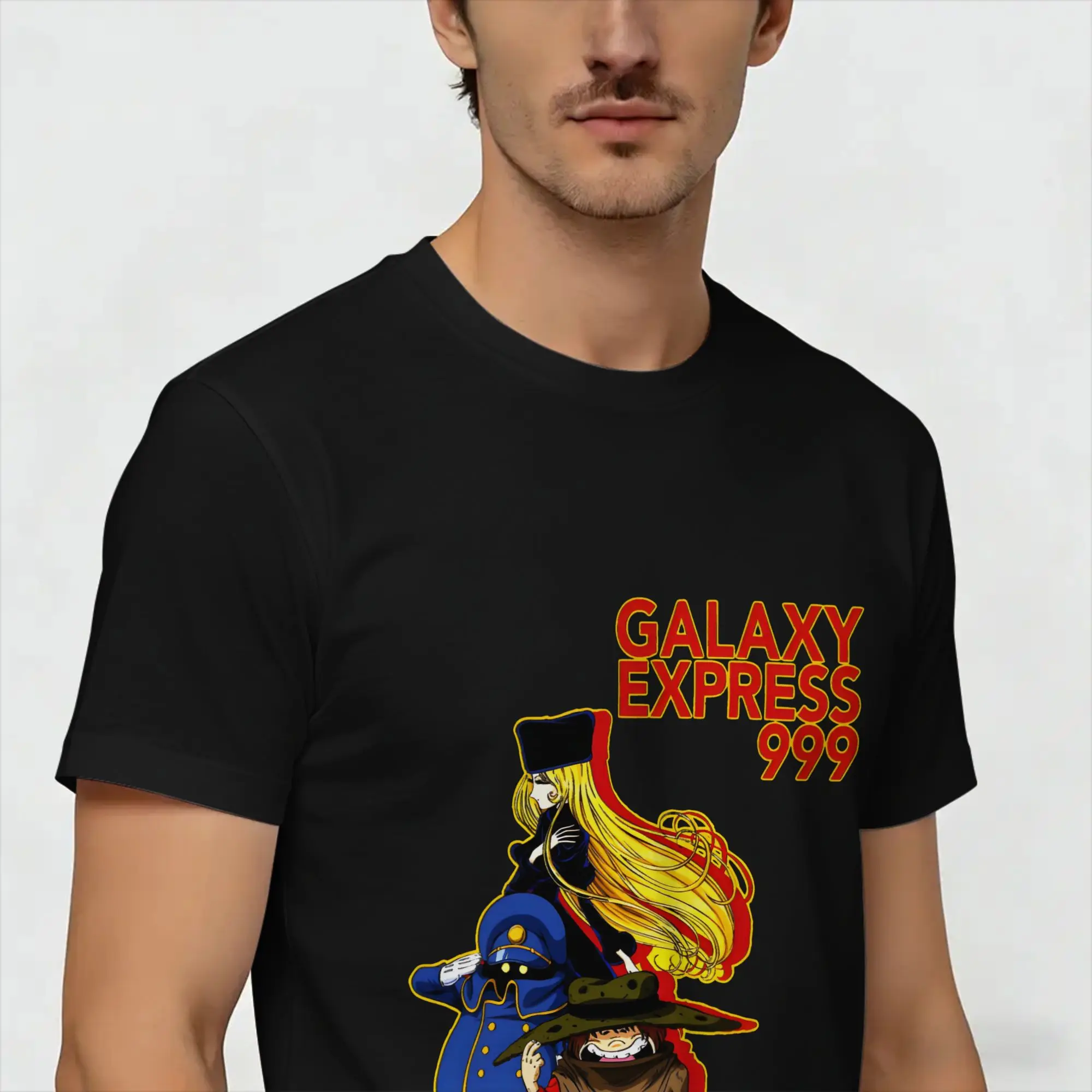 Galaxy Express 999 T-Shirts for Men  Awesome 100% Cotton Tee Shirt Round Collar Short Sleeve T Shirt Birthday Present Tops
