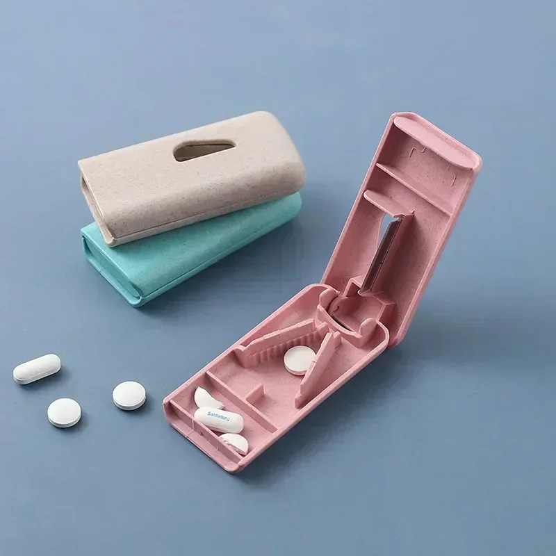 Creativity of Wheat Plastic Medicine Cutter Rectangular Elderly Tablet Divider Medicine Cutter Pill Box Three Colors