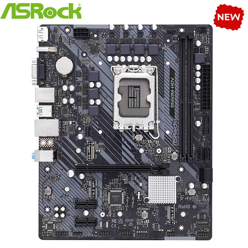 NEW B660 For ASROCK B660M-HDV LGA 1700 DDR4 Motherboard B660 Supports CPU i5 10400f i3 12100f 12400f