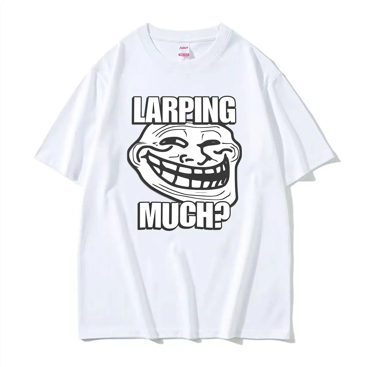 Larping Much？Brainrot Meme Funny Trollface Graphic T-shirt Men Women Humor Classic T Shirts Oversized Casual Pure Cotton T Shirt view 3