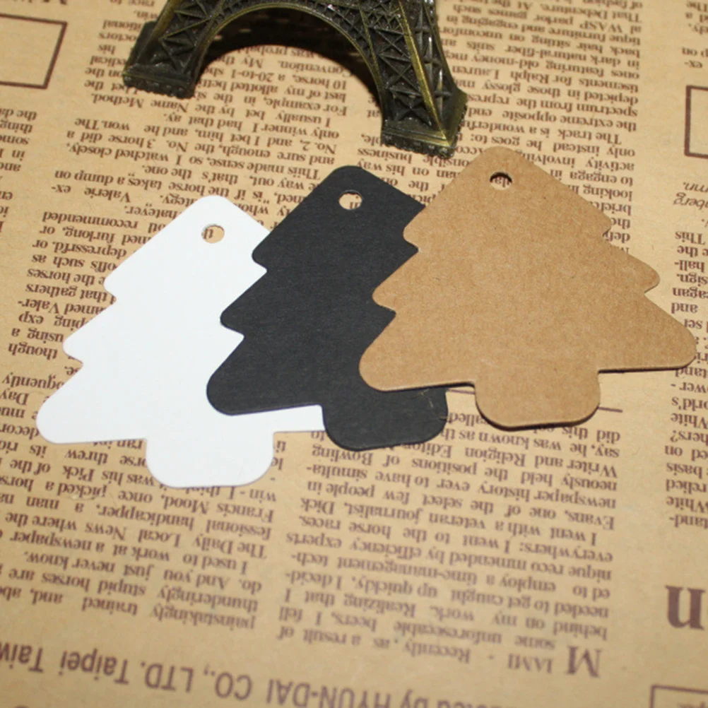 

50Pcs Christmas Tree Shape Kraft Tags Vintage Blank Gift Tags Price Labels for Christmas Party Wedding DIY Crafts
