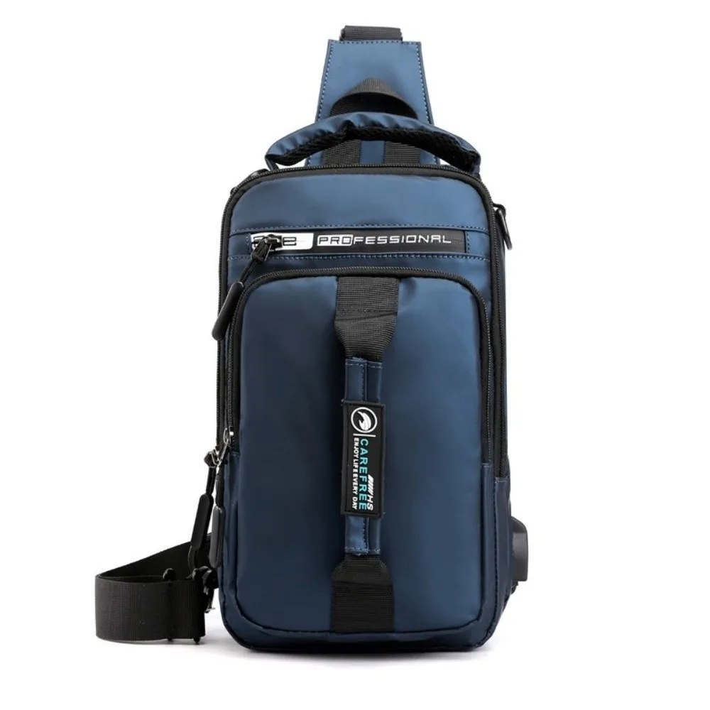 

Portable Multi Pockets Men Chest Bag USB Charging Nylon Sports Shoulder Bag Multifunction Large Capacity Crossbody Bag Men