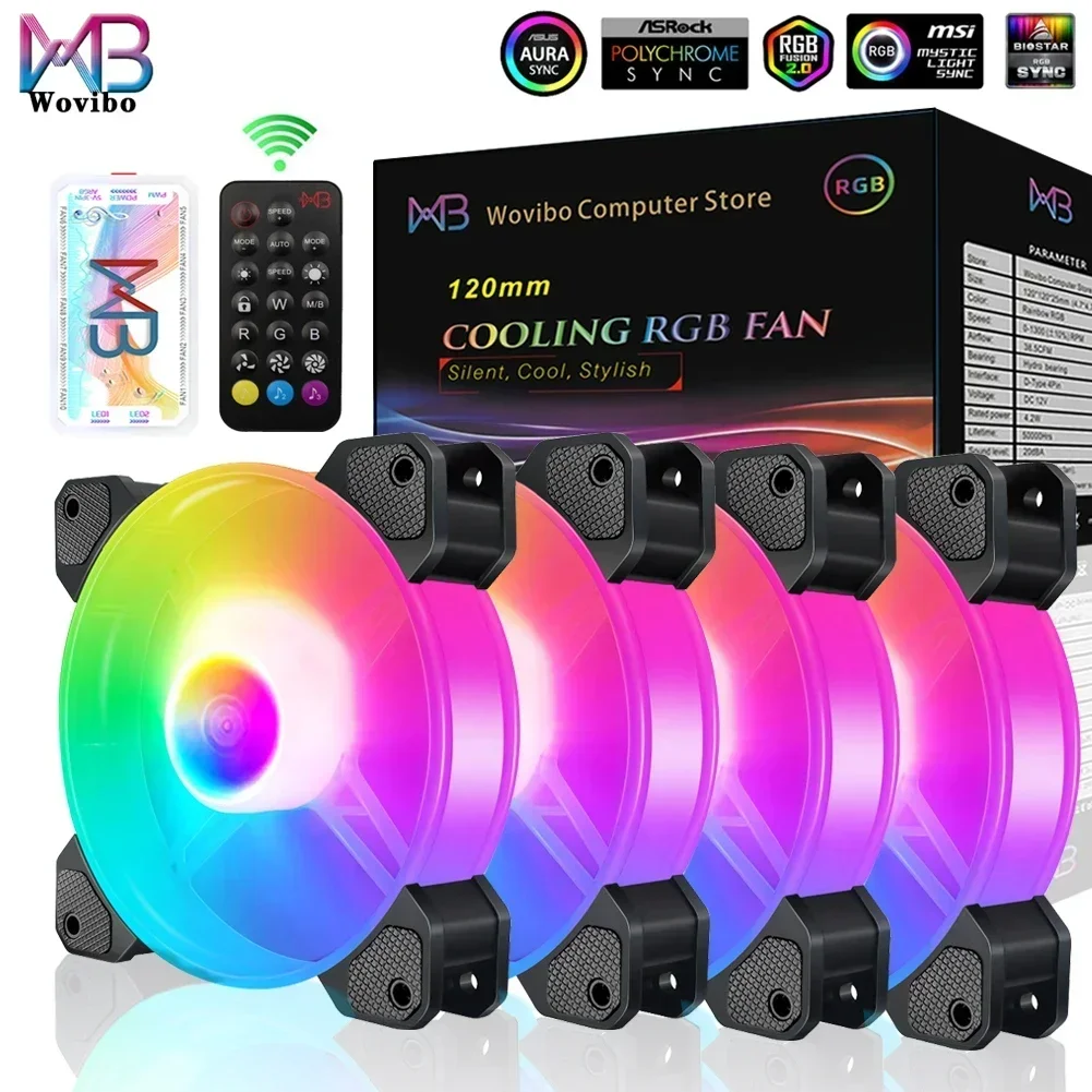 Computer Case 120mm Fan RGB 6PIN Colorful Lamp Radiator Cooler Mute PC 5V DC ARGB Ventilador Chassis Fans Aura Sync