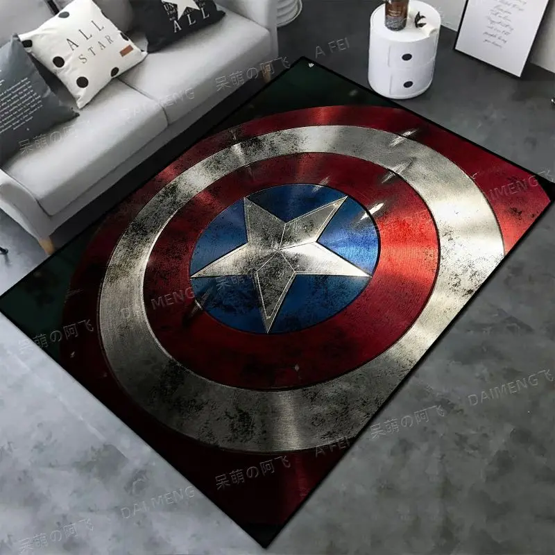 Marvel The Avengers Super Hero Captain America Carpet Iron Man Lounge Rug Spiderman Bedroom Bedside Rug Spider-man Floor Mat