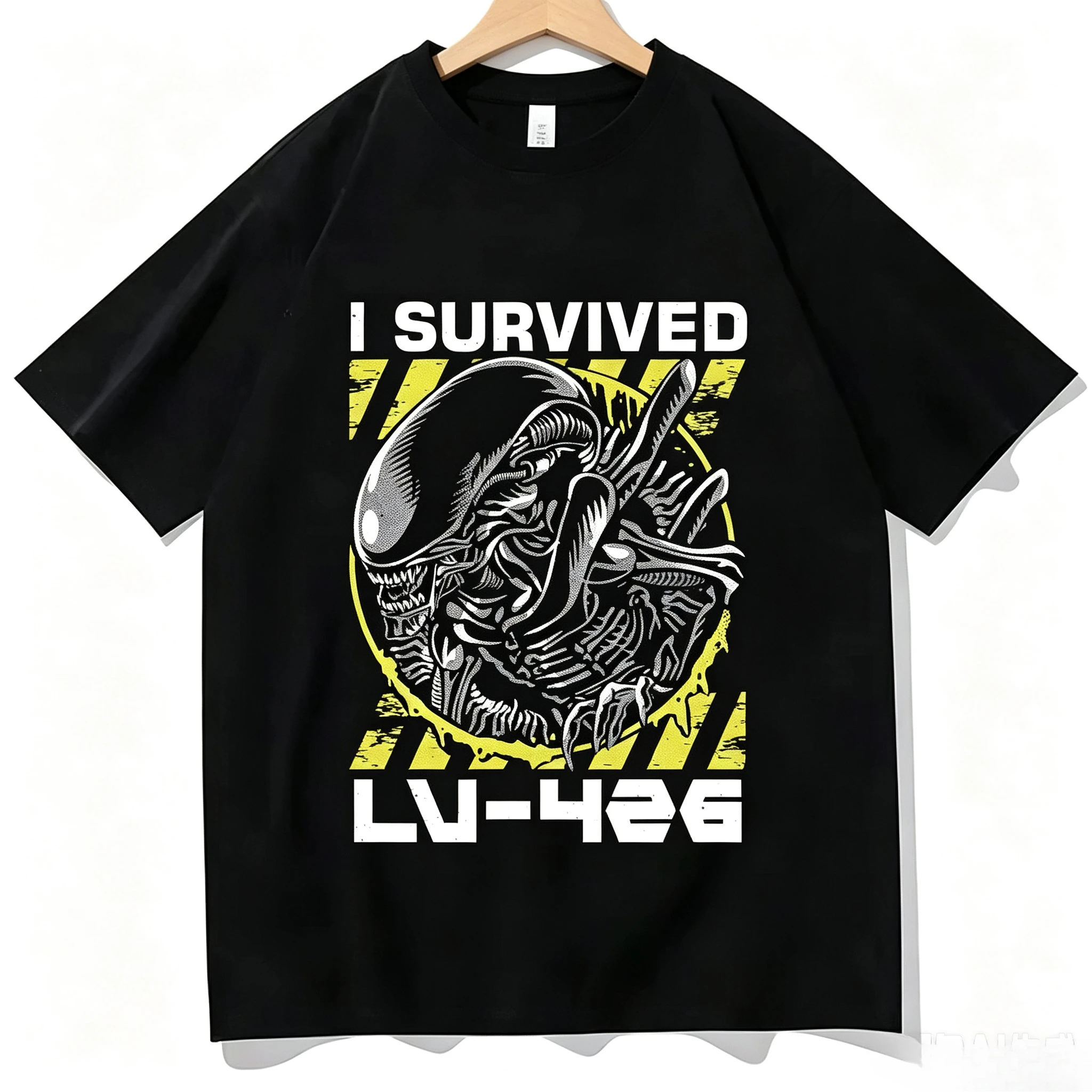 Sci-Fi Horror Movie Graphic T-shirt Men Cotton Film Fan Loose Oversized Street Casual Daily Short Sleeve Tops