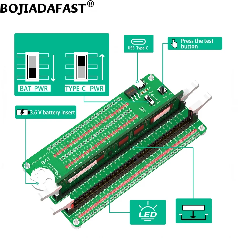 Desktop DDR4 DIMM Geheugen RAM Adapter Testbeschermingskaart met LED-indicator Lange vergrendeling