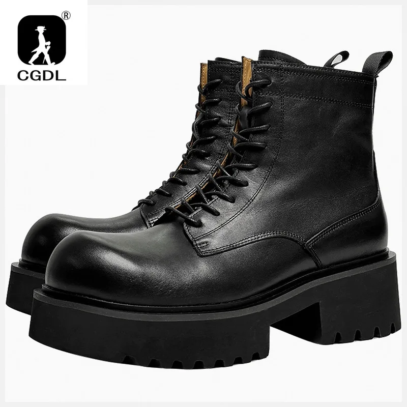 Hight Quality British Stress Style Ankle Boots for Men's Solid Black Hombre Daily Quality Casual Dress Height Increasing Shoes