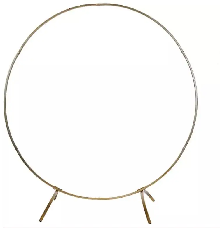 7.5 Ft Detachable Round Gold Metal Wedding Arch Portable Photo Booth Backdrop Stand