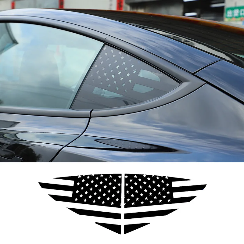 

For Tesla Model 3 2023+ PVC car triangle glass decorative stickers modification film exterior molding accessories