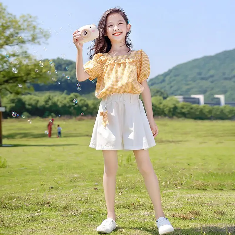 Girls Summer Short Sleeve 2 Piece Set Loose Fit Casual Outfit Age 5-12 Trendy School Wear Breathable Kids Clothes