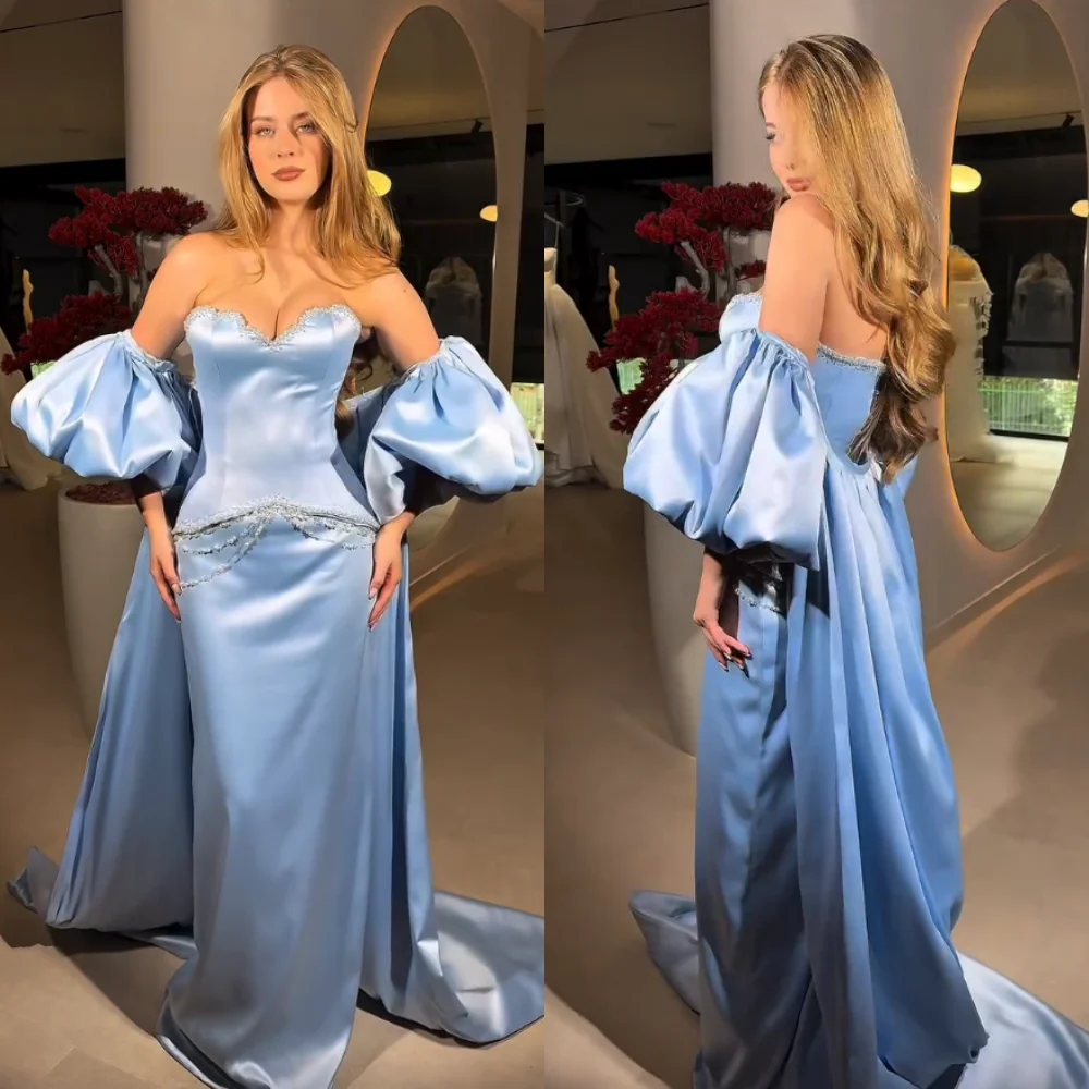 

Customized Charmeuse Sparkle Beading Sweetheart Neck Floor-length Bespoke Occasion Prom Party Elegant Evening Dresses