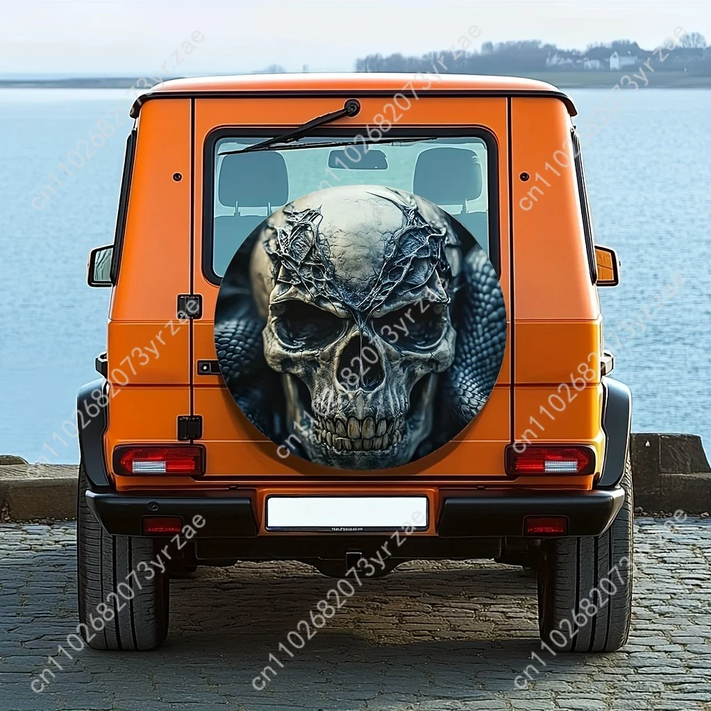 

Evil Skull Various Models Spare Car Tire Cover Sand Dust Prevention Protect Wind Rain Tire Cover Sturdy Durable Tire Covers