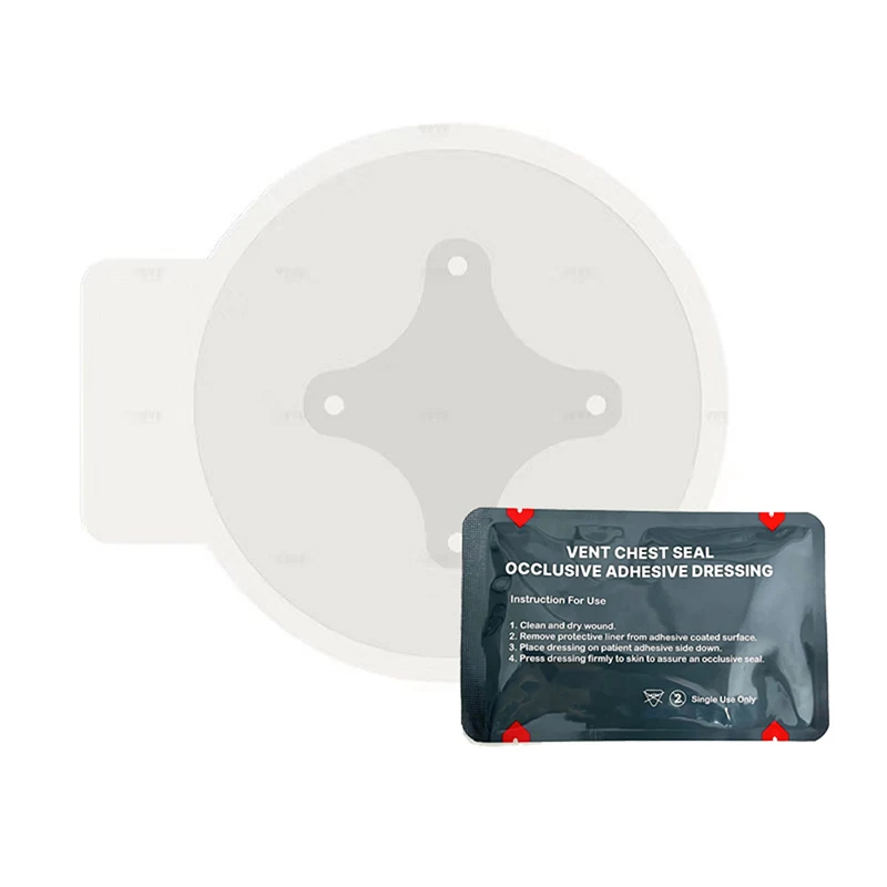 First Aid Vented Chest Seal With Quick Tear Occlusive Adhesive Dressing For Open Chest Wounds