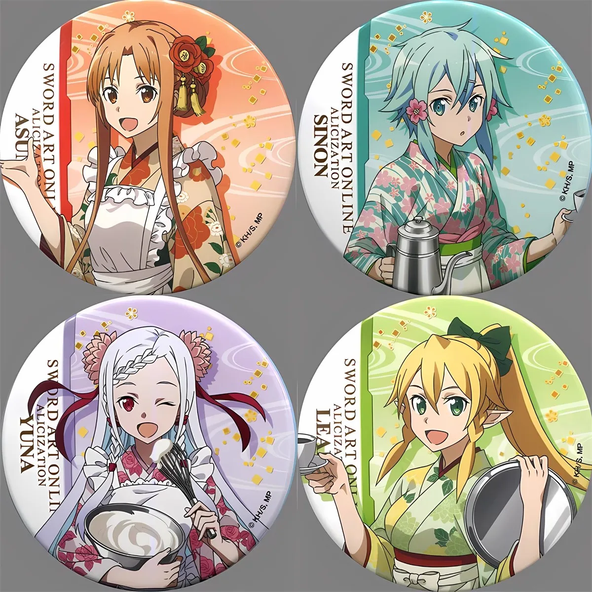 58mm Anime Sword Art Online SAO Yuuki Asuna Asada Shino Alice Cosplay disfraz insignia Pin SPTE broche de hojalata ﻿ Prop Navidad Gilf