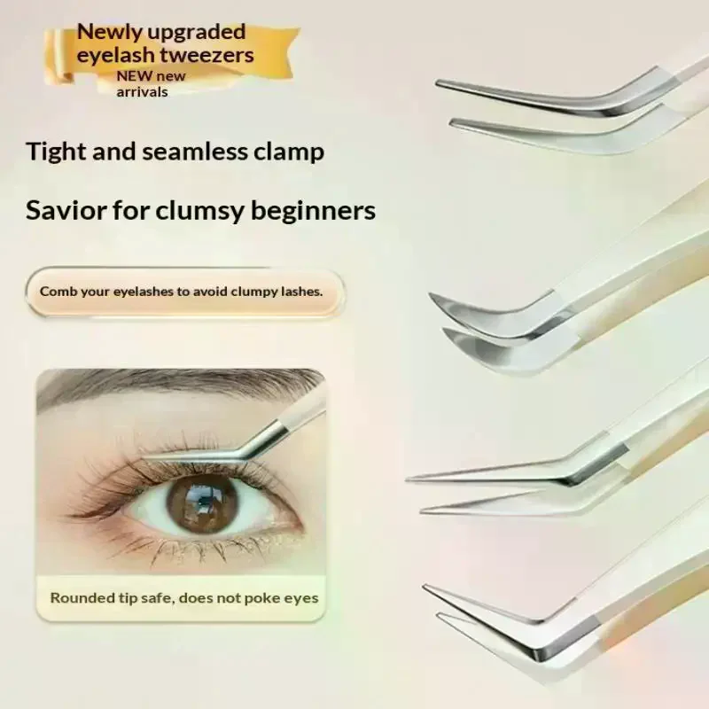 Stainless Steel Eyelash Tweezers False Lash Application Tool With Comb Eyelash Extension Tweezers Easy To Use For Girls Eyelash