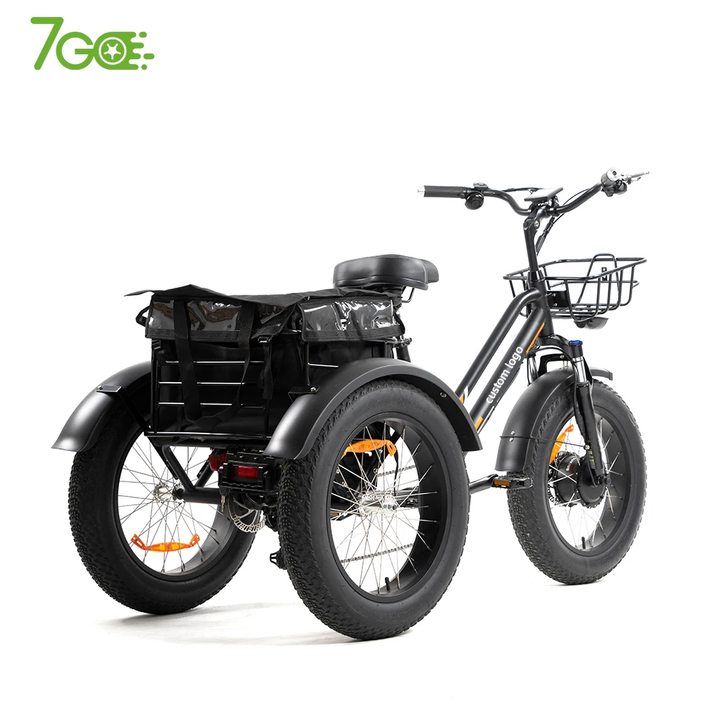 

7Go 750w powerful Bafang rear motor electric tricycle 3 wheels e trike cargo bike fat tire electric trike custom