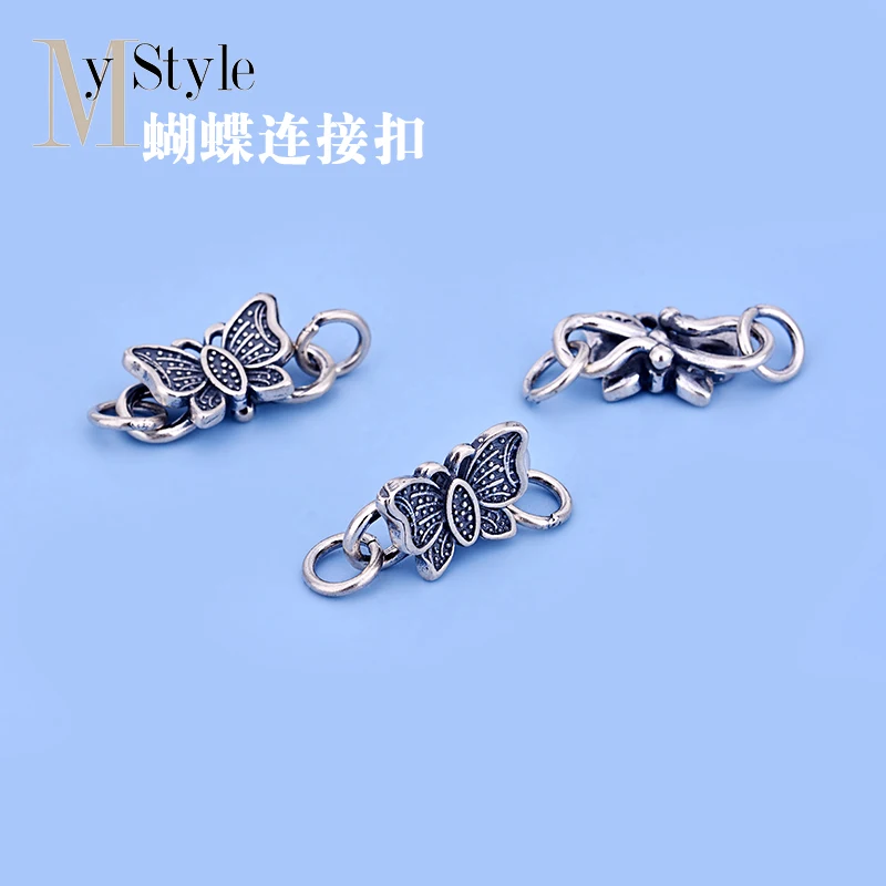 

S925 Sterling Silver Butterfly S Buckle Connection Buckle Bracelet Necklace Buckle Handmade Accessories Jewelry DIY Material
