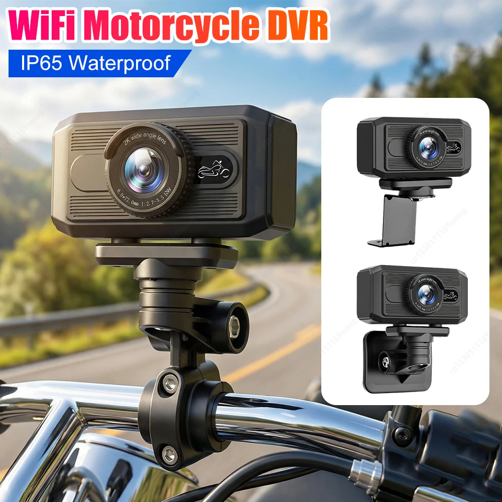 

2K WiFi Motorcycle Dash Cam Waterproof Universal Motor Camera with G-Sensor Parking Mode for Motorbike Electric Vehicles