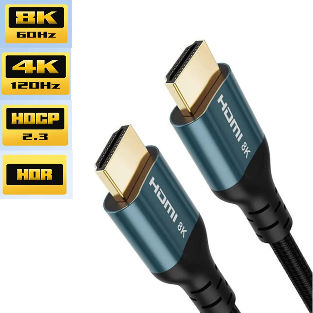 HDMI 2.1 cable 3M/1.8M/0.9M HDMI 2.0 cable 4K 120Hz Braided HDMI cable Supports HDR CEC Earc for Xbox PS5 PS4 Pro HDTV PC