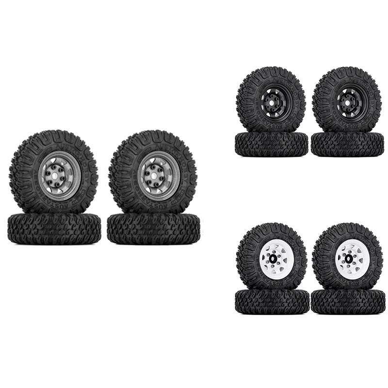 4PCS 85Mm 1.55 Metal Beadlock Wheel Rims Tires Set For 1/10 RC Crawler Car Axial Yeti Jr RC4WD D90 TF2 Tamiya