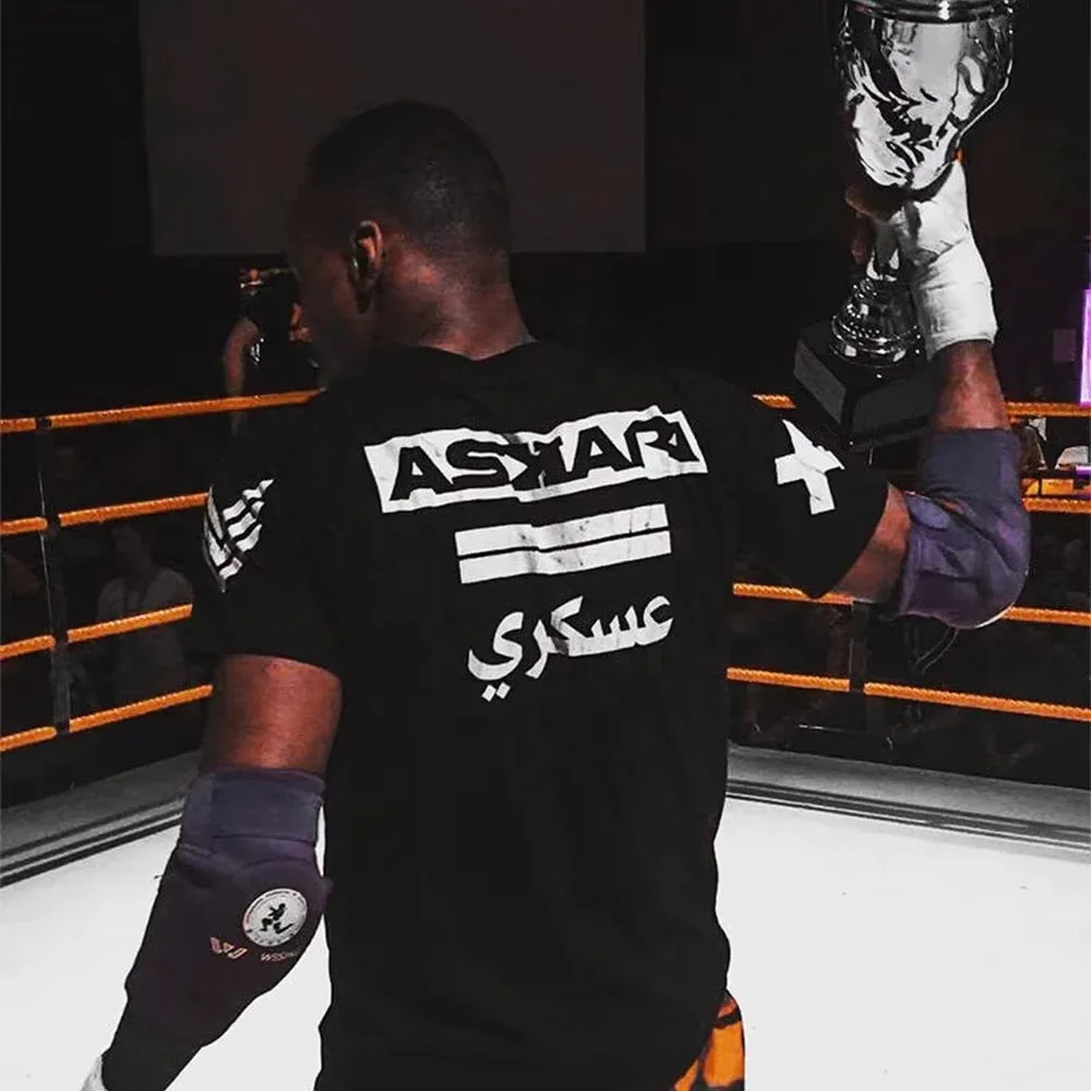 

Askari Boxing Fighting Men's T Shirt Summer Sports Fitness Breathable Round Neck Short Sleeve Tops Outdoor Trainning Clothing