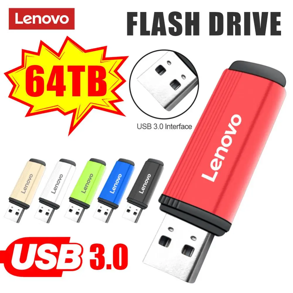 Lenovo 64TB USB Flash Drive 16TB Pendrive For Android Phone 2TB Memory Stick 4TB Metal Clip Pen Drive Rotatable U Disk U Drive