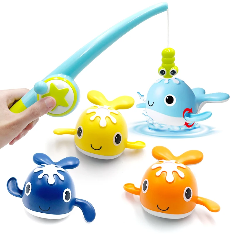 

Baby Bath Toys kids Magnet Fishing Game Bathtub Floating Wind-up Whale Water Toys for Toddlers Children