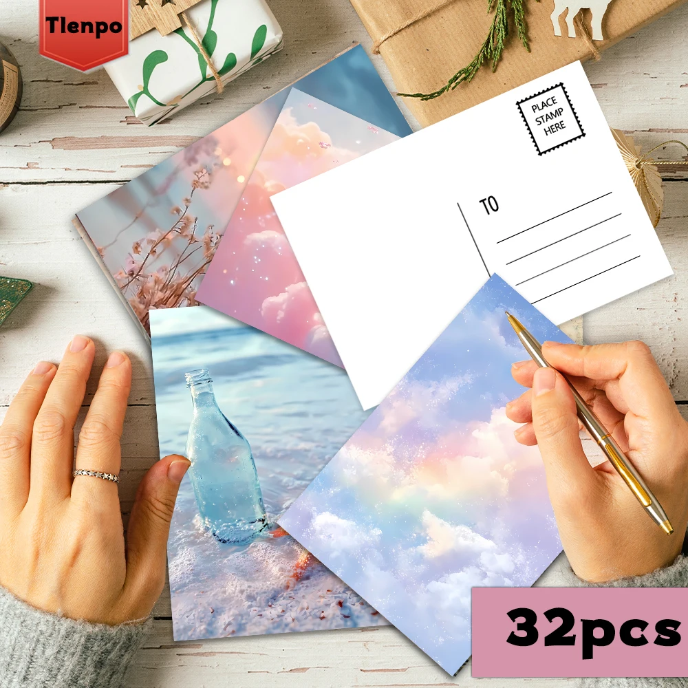 32-teilig, Postkarten aus der Sky Cloud-Ästhetik-Sammlung, Wandaufkleber, Postkarten, Grußkarten, DIY-Postkarten, Souvenir-Postkarte