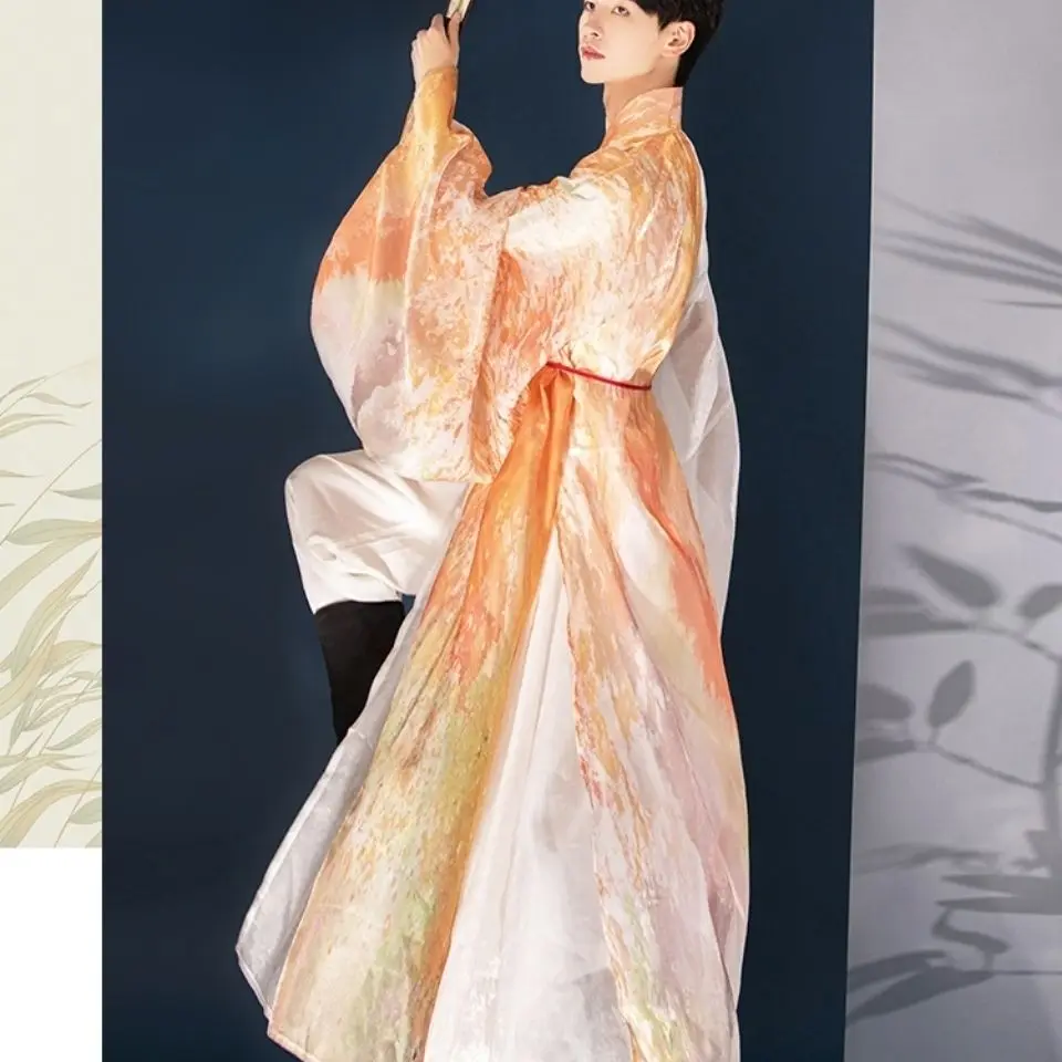 ] Ursprüngliche Ming-Stil Hanfu Männer und Frauen nicht alte Kleidung, voller Satz von Daopao-Robe im chinesischen Stil mit geradem Hals