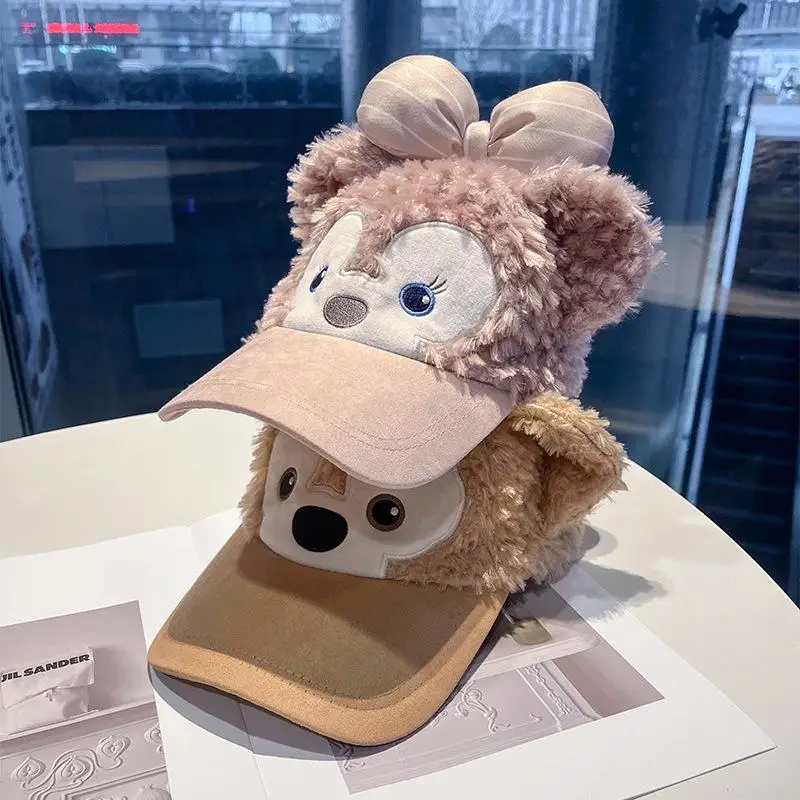 Duffy Baseball Hat Kawaii Cute Disney Anime Creative Girl Autumn Winter Warm Cute Bear Standing Ear Cartoon Duckbill Cap Gifts